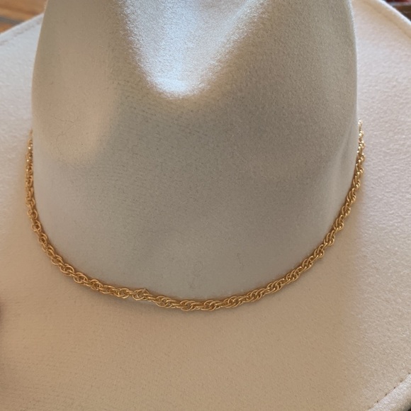 Anthropologie gold link trimmer ivory hat one size new main image 4